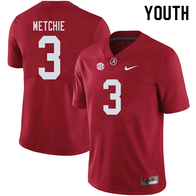 Alabama Crimson Tide Youth John Metchie #3 Crimson NCAA Nike Authentic Stitched 2019 College Football Jersey KY16F04WH